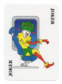 WIDE RARE VINTAGE "Joker in a Seat MALAYSIAN AIRLINES" JOKER Play Card #02