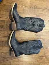 Rollda Women's Mid-Calf Floral Embroidered Western Boots Cowboy Cowgirl, Size 9