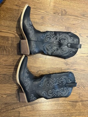 Rollda Women's Mid-Calf Floral Embroidered Western Boots Cowboy Cowgirl, Size 9