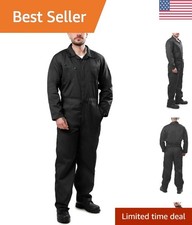 Black Long Sleeve Mechanic Jumpsuit for Men - Comfortable  Durable Coveralls, S