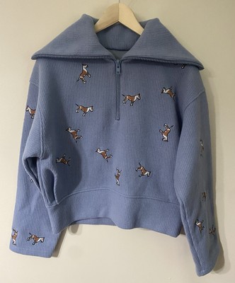 Dakin Blue Pit Bull Terrier Embroidered Dog Soft  Sweatshirt Sweater 1/4 Zip Me