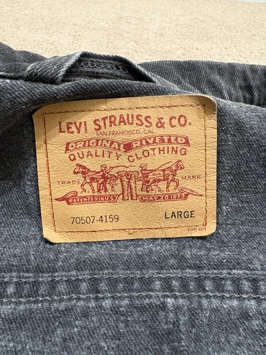 Vintage 1997 Levis 70507 4159 Black Denim Trucker Type 3 Jacket Sz Large USA 90s - Picture 6 of 12