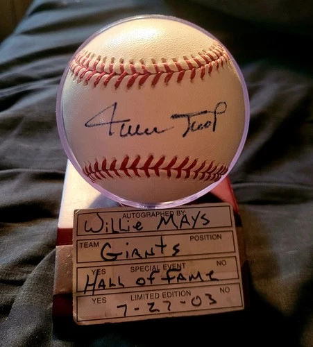 Willie Mays Autographed Major League baseball at HOF 2003