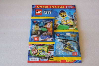 2/2026 Lego City XL Magazine + Sweeper + Policeman with Helicopter figurine NEW
