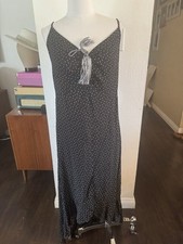 Xhilaration Target Black White Polka Dot High Low Maxi Dress Summer Keyhole L