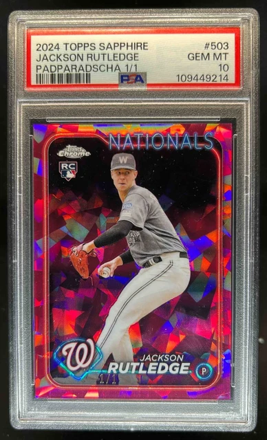 2024 Topps Chrome Sapphire Jackson Rutledge RC Padparadscha Refractor 1/1 PSA 10