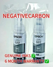 2 x Genuine Epson 522 Black Ink Bottles for ET-2720 ET-2800 ET-2803 ET-4700