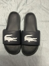 Lacoste Men's Croco 1.0 Slip On Slide Sandals Black White Size 10