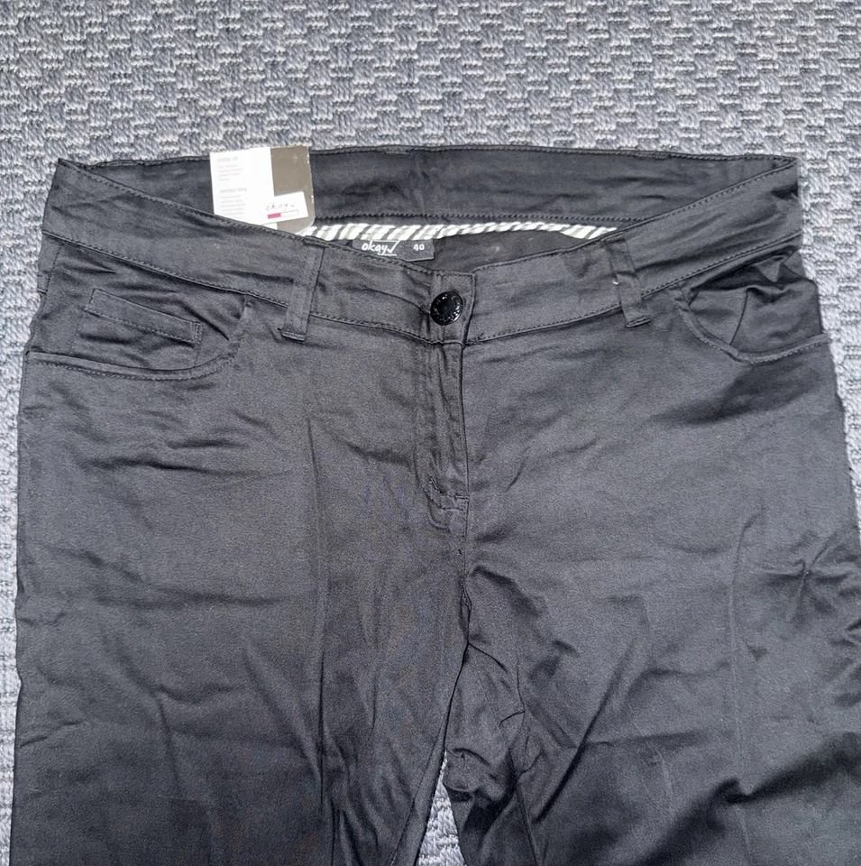 Damen Hose Bootcut Jeans Stretch Hose Gr. 40 Schwarz Stoffhose Elegant NEU - Bild 3 von 4