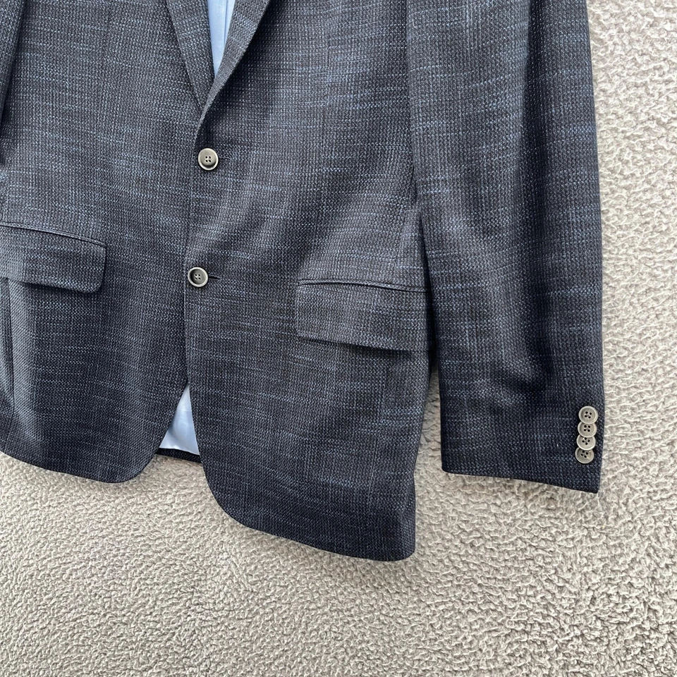 Abrigo deportivo Jack Victor para hombre 39R azul texturizado Blazer Napoli SPJ tela italiana Foto 2 de 4