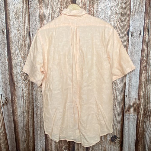 Camisa abotonada Brooks Brothers Regent para hombre 100 % lino melocotón talla mediana - Imagen 3 de 3