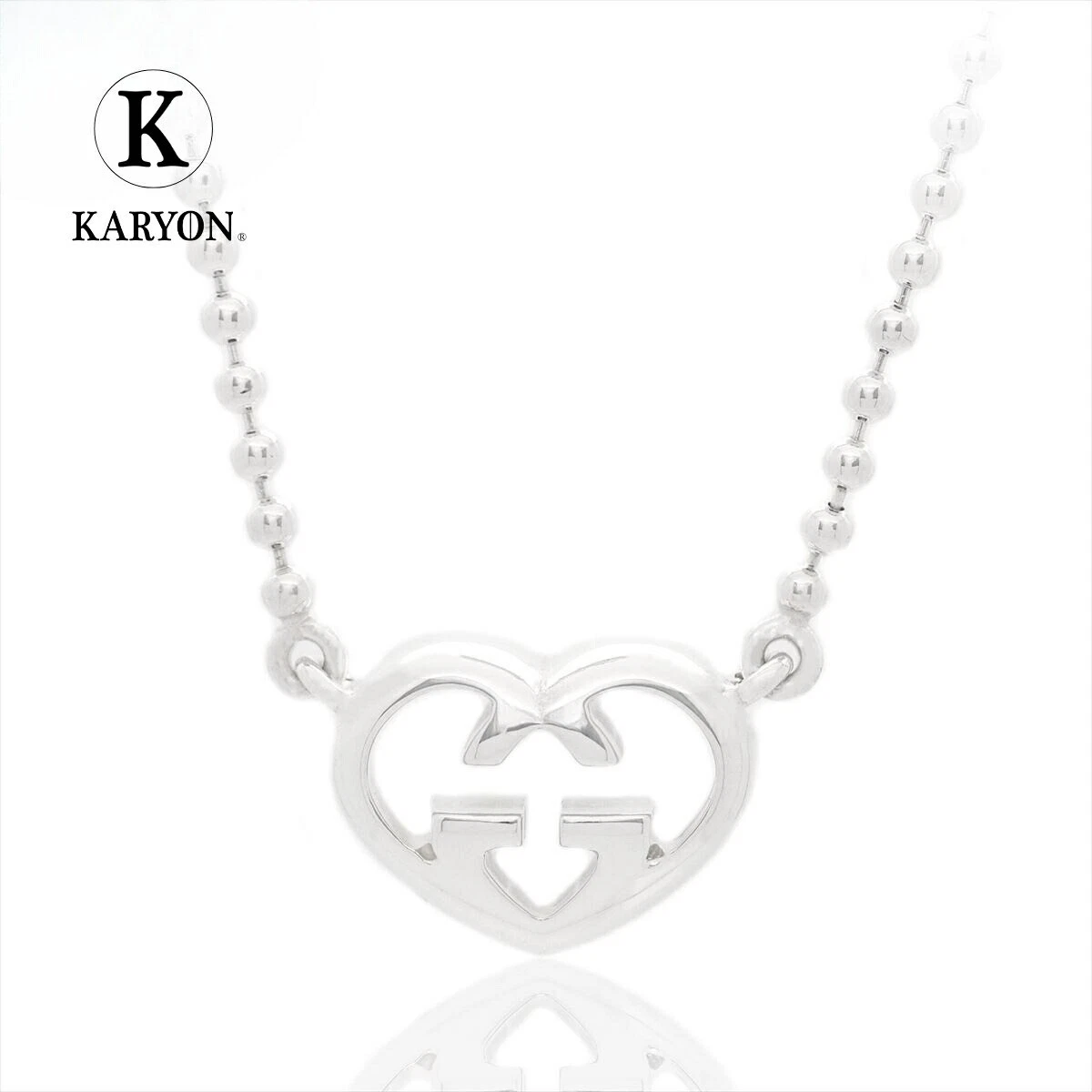 Y0715 Collana Gucci Love Brit con ciondolo cuore G ad incastro argento AG925 nuova