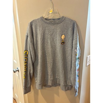 Converse x Peanuts Charlie Brown Snoopy Graphic Sweatshirt Gray Womens Large
