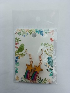 Authentic Gold Plated Dangle Drop Shooting Star Earrings Handmade