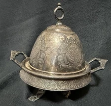 Antique Butter Dish James W. Tufts – Boston – Quadruple Silver Plate *read