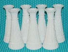 7 Vtg Anchor Hocking Stars & Bars 6" Milk Glass White Bud Vases Wedding Decor #3