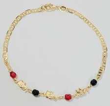 Ankle Bracelet Elephant 10 inch Gold Filled Red and Black Stones Anklet  134