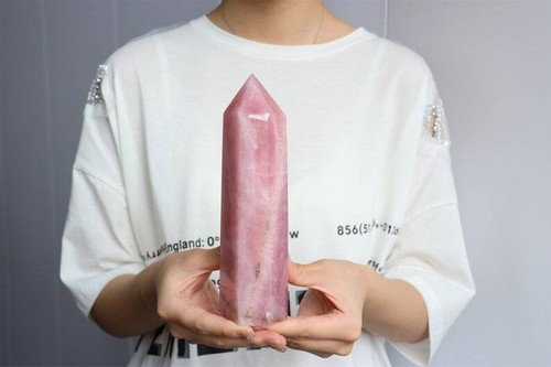 8 Zoll natürlicher Rosenquarz Obelisk, Quarz Kristall Spitze Stab Turm, Reiki heilen XA6218 - Bild 5 von 10