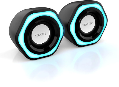 HEANTTV Mini-Lautsprecher mit 6W Stereo-Sound und LED-Beleuchtung USB C + 3,5mm