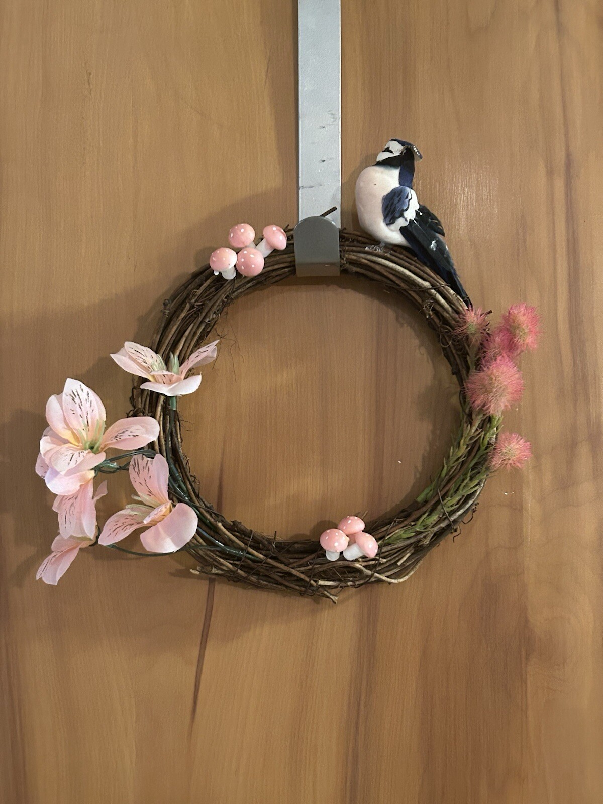 6 Inch Pink Grapevine Wreath for Spring and Summer Decor