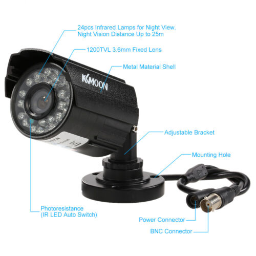 1200TVL CCTV Bullet Kamera 24 lampy na podczerwień Noktowizor 1/3'' CMOS IR-CUT Wodoodporna - Zdjęcie 1 z 10
