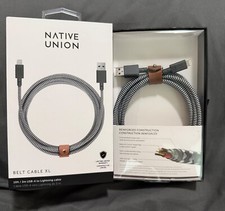 NATIVE UNION GREY BELT CABLE XL 10ft USB-A NEW