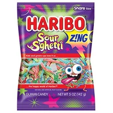 Haribo Gummi Candy, Z!NG Sour S'ghetti, 5-Ounce Bags [1-Bag]