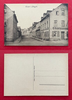AK GEYER im Erzgebirge um 1920 Strassenpartie mit Restaurant zur Post   ( 127806