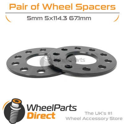 Wheel Spacers (2) Black 5x114.3 67.1 5mm for Kia Cee'D [Mk1] 06-12