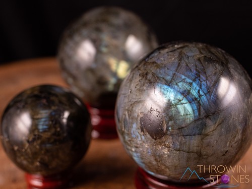 LABRADORITE Crystal Ball Sphere - Dark - Unique Gift, Gothic Home Decor, E0988 - Picture 7 of 10