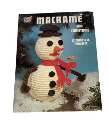Vintage MACRAME Christmas Snowman Santa Tree Bells Patterns DIY Boho Kitschy