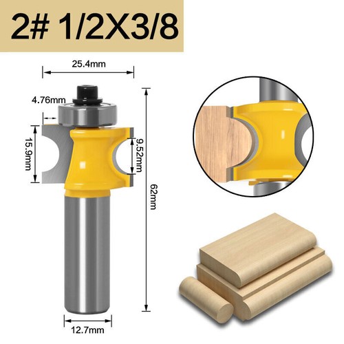 1/2" Shank Half Round Bearing Bullnose Router Bit TCT Mill Cutter Woodworking - Picture 10 of 14