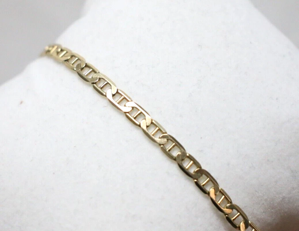 Bracciale a maglie in oro italiano 14 kt stile Gucci 7'' 4 6 grammi