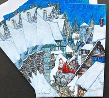 SET OF 4 Arthur Rackham Night Before Christmas Cards Museums & Galleries UK