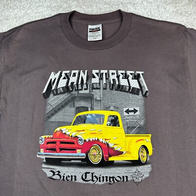 Vintage Truck Shirt Mens Large Gray Tultex 90s Flames Mean