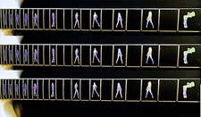 Fret Markers, 24 Fret DOT Covers, 6 NEON Colors,  Dancers, VINYL, Made N USA