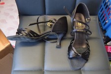 Black satin Supadance 1066 ballroom latin dance shoes - size UK 2.5 narrow