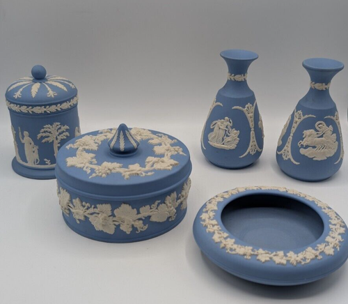 Wedgwood Blue Jasper Ware Bundle 5 Items
