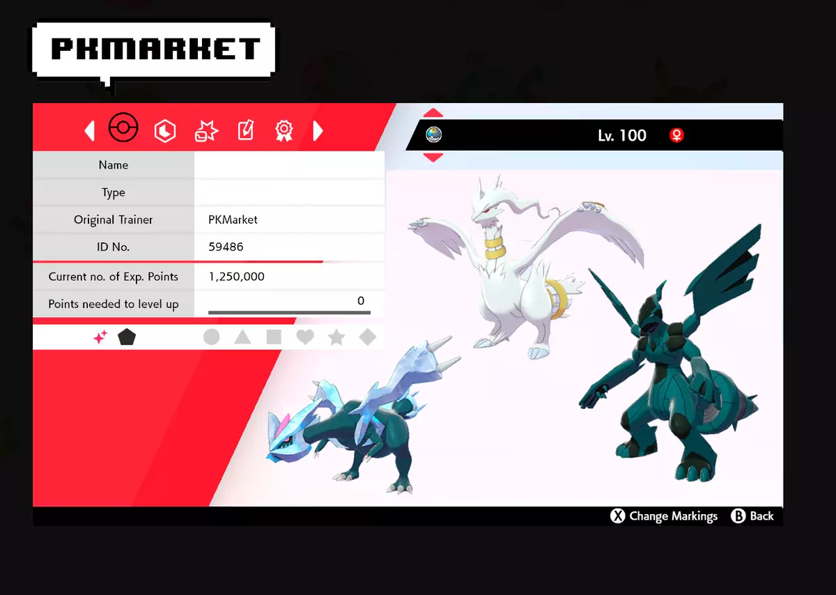 6IV Ultra Shiny Zekrom, Kyurem & Reshiram Bundle Pokemon Sword / Shield