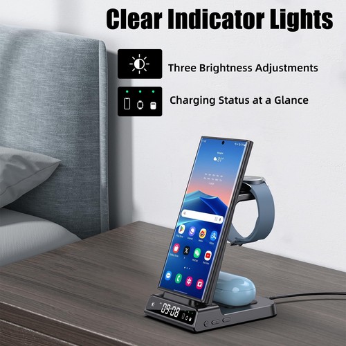 Wireless Charger for Samsung Charging Station, 3 in 1 Android Phone Wireless ... - Photo 6 sur 6
