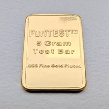 PuriTest 5 Gram Gold Test Bar .999 Fine Gold Plated