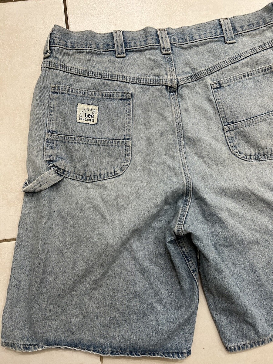 Lee Dungarees Carpenter Denim Jean Shorts Riveted Distressed