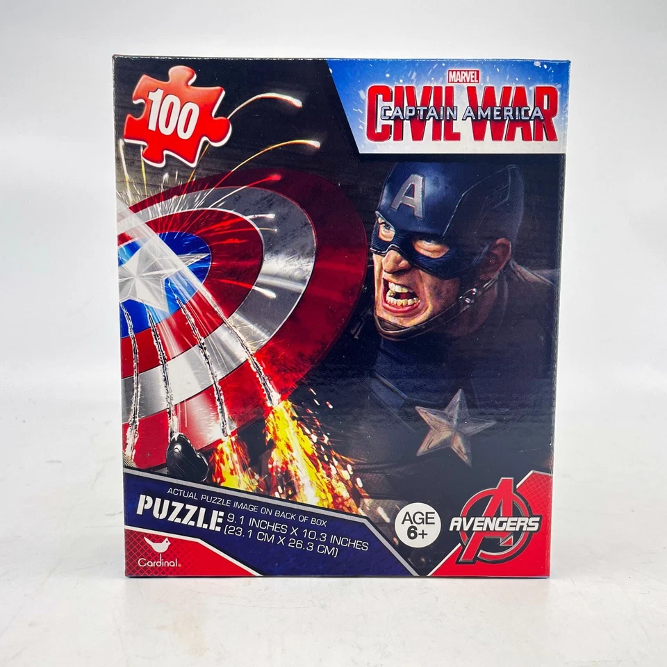 Rompecabezas Capitán América Civil War Avengers 100 piezas divertido 10,3" x 9,1" Foto 3 de 4