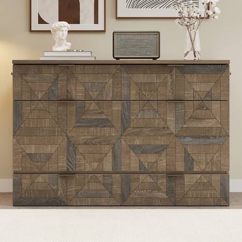Farmhouse Style Full Size Cabinet Murphy Bed with Charging Station and Large Sto - Picture 3 of 11