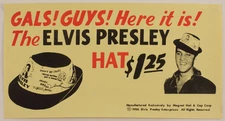 ELVIS PRESLEY Hat Advertisement - 1956 Handbill / Flyer - 7"x3" reprint