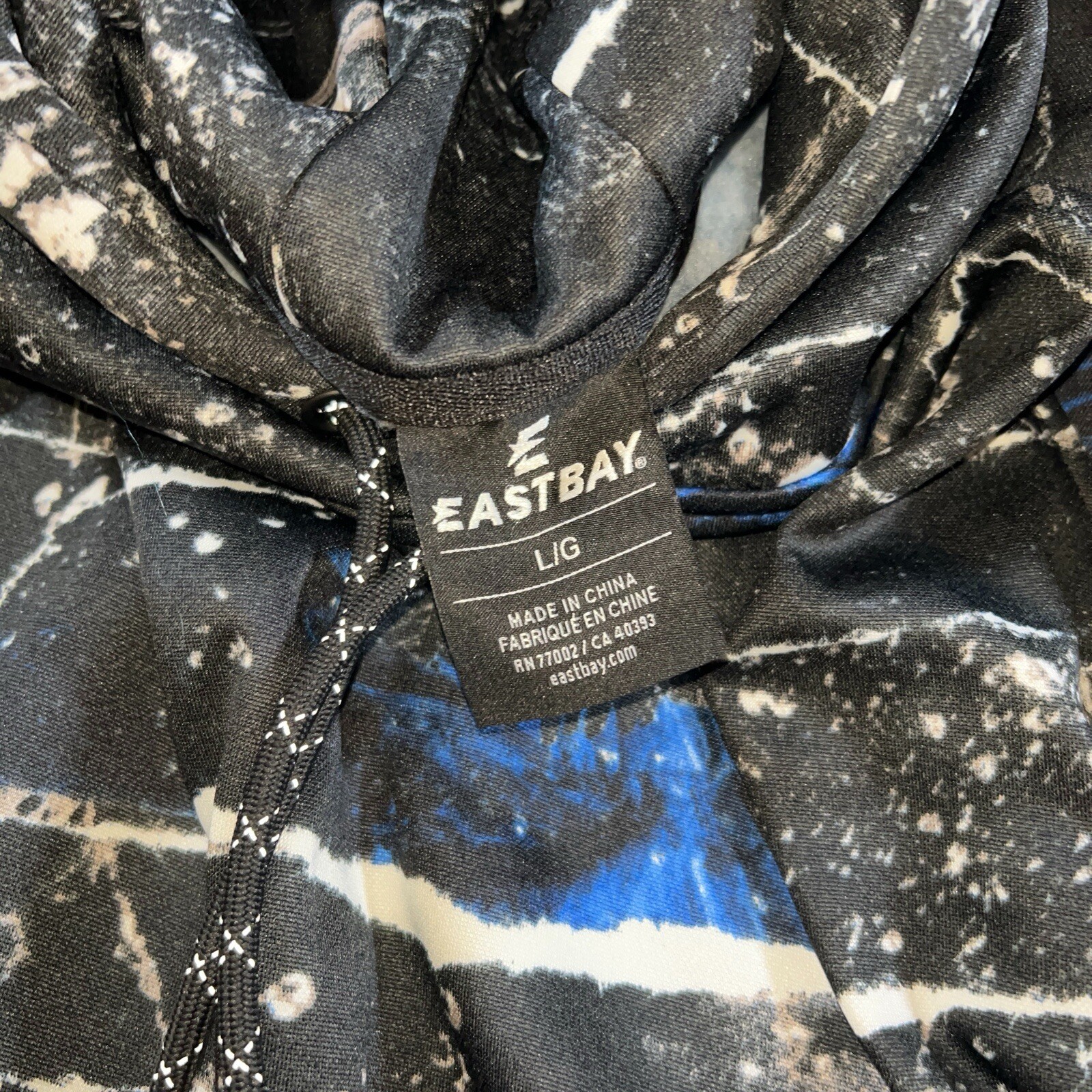 Eastbay Water Resistant Hoodie Size Large Reflective Pocketed 100% Polyester