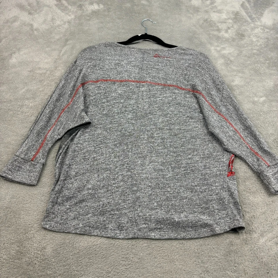 Blusa Desigual Feminina Pequena Cinza Geométrica Manga 3/4 Abstrata Artística Lagenlook - Imagem 2 de 4