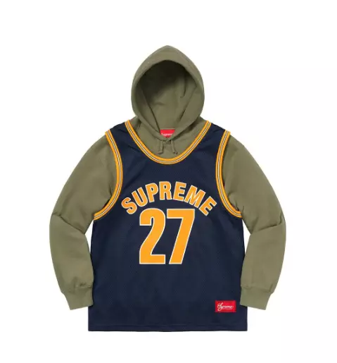 Supreme Basketball Jersey Hooded Sweatshirt Light Olive Size Medium NBA Michigan