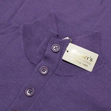 Scott Barber NWOT 1/4 Button Sweater Size L US In Solid Purple 100% Wool