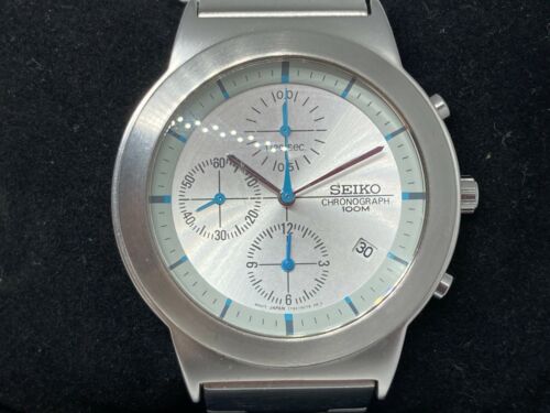 Auth SEIKO Chronograph Men's Wristwatch Watch White Dial Blue Hands  7T92-0DA0 | eBay